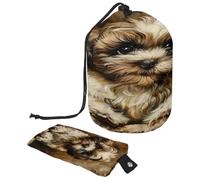 Beauty case con coulisse, Shih Tzu Dog Puppy borsa a forma di barile beauty case, organizer da viaggio + piccola borsa, Multi, 9.9x6.9in/25.2x17.6cm;6x3.5in/15.2x8.8cm, Beauty case