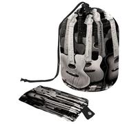 Beauty case con coulisse, una fila di chitarre a forma di botte, borsa per cosmetici, organizer da viaggio + piccola borsa, Multi, 9.9x6.9in/25.2x17.6cm;6x3.5in/15.2x8.8cm, Beauty case