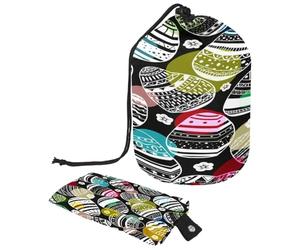 Beauty case con coulisse, uova di Pasqua colorate sparse con coriandoli a forma di barile, borsa per cosmetici, organizer da viaggio per trucchi + piccola borsa, Multi,