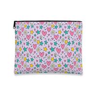 Beauty case con cuori fantasiosi, astuccio da viaggio per cosmetici, da donna, portatile, in tela, con cerniera, borsa da toeletta per tutti i giorni, Pesca, 7x9 Inch, Cuori