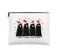Beauty case con fantasmi natalizi, grazioso organizer per cosmetici da donna, in tela portatile, con cerniera, borsa da viaggio per vacanze, Nero, 7x9 Inch, Fantasmi