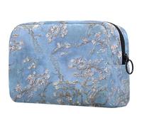 Beauty case con fiori di mandorlo da donna, borsa da viaggio per articoli da toeletta grandi, pratica borsa organizer con cerniera, Multi, 18.5x7.5x13cm/7.3x3x5.1in, Beauty case