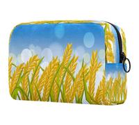 Beauty case con fiori raccolti di riso nel campo da donna, borsa da viaggio per articoli da toeletta grandi, pratica borsa organizer con cerniera, Multi, 18.5x7.5x13cm/7.3x3x5.1in, Beauty case