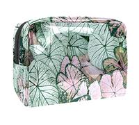 Beauty case con foglie botaniche per donne, beauty case da viaggio, grande, in PVC, pratico astuccio organizer con cerniera, Multi, 18.5x7.5x13cm/7.3x3x5.1in, Beauty case