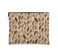 Beauty case con foglie marroni, elegante astuccio da viaggio per donne, piccola borsa portatile in tela con cerniera, borsa da toeletta quotidiana, Beige, 7x9 Inch, Fogli