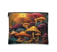 Beauty case con funghi della foresta, 17,8 x 22,9 cm, per viaggio, borsa da viaggio con motivo psichedelico, trousse per cosmetici con piante e paesaggi botanici, portatile, in tela, con cerniera