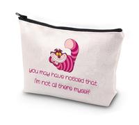 Beauty case con gatto dello Stregatto Alice regalo per fan di Alice You may have noticed that I'm Not All There Myself Alice Cartoon Movie Merch, Beige, Taglia unica