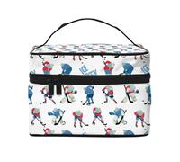 Beauty case con giocatore di hockey su ghiaccio, graziosa borsa per cosmetici da donna, borsa da toilette, grande borsa organizer da viaggio per il trucco