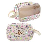 Beauty case con gufi, regalo per amanti dei gufi, regalo per donne All You Need is Love and an Owl Toiletry Organizer Bag