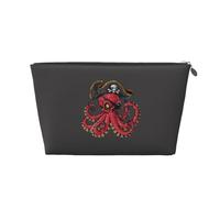 Beauty case con illustrazione di pirati di polpi, trousse da viaggio per articoli da toeletta da donna, borsa per il trucco in pelle, organizer per trucchi, carino astuccio per il trucco, argento