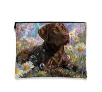 Beauty case con labrador, borsa da viaggio portatile in tela con motivo cane marrone, per donne, divertente organizer per articoli da toeletta, scelta perfetta per gli amanti degli animali, Marrone