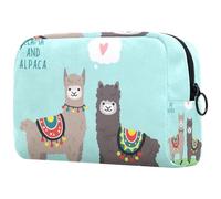 Beauty case con lama e alpaca innamorata da donna, borsa da viaggio per articoli da toeletta grande, pratica borsa organizer con cerniera, Multi, 18.5x7.5x13cm/7.3x3x5.1in, Beauty case