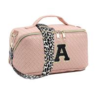 Beauty case con lettera iniziale, grande capacità, borsa per cosmetici, borsa da toilette in tessuto classificato per donne, sua madre, damigella d'onore, rosa, Refer to description, Unisex
