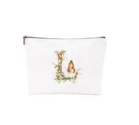 Beauty case con lettere dalla A alla Z, motivo floreale, portatile, da viaggio, regalo per donne, mamma, fidanzata, migliore amica, Natale, compleanno, festa della mamma, Bianco con stampa floreale