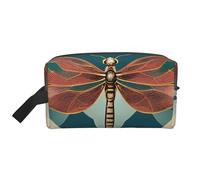 Beauty case con libellula e fiori di loto, borsa da viaggio, graziosa borsa per cosmetici, accessori per il trucco, bianco, Taglia unica