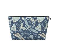 Beauty case con libellula, falena e farfalla, trousse da viaggio per articoli da toeletta da donna, borsa per il trucco in pelle, organizer per trucchi carino, Argento, Taglia unica