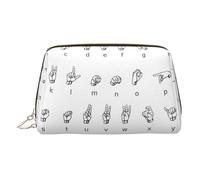 Beauty case con linguaggio dei segni dell'alfabeto, con divisore, borsa da toeletta portatile da viaggio, Oro, One Size