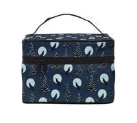 Beauty case con lupo della foresta notturna, graziosa borsa per cosmetici da donna, borsa da toeletta, grande borsa organizer da viaggio per il trucco