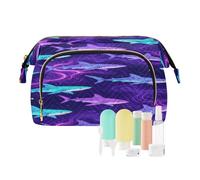 Beauty case con manico oceano animale squalo viola impermeabile gioielli sacchetto per cosmetici da viaggio