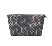 Beauty case con motivi geometrici labirinto, trousse da viaggio per articoli da toeletta da donna, borsa per il trucco in pelle, organizer per trucchi, graziosa borsa per il trucco, Argento, Taglia