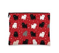 Beauty case con motivo a cane, grazioso astuccio da viaggio per cosmetici, da donna, piccolo organizer portatile con cerniera, perfetto per gli amanti degli animali, regalo per le vacanze, Rosso, 7x9