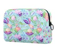 Beauty case con motivo di conchiglie, borsa per cosmetici da donna, grande, organizer per trucchi e articoli da toeletta, Multi, 18.5x7.5x13cm/7.3x3x5.1in, Art Deco