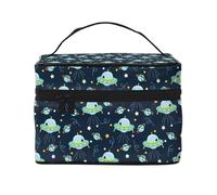 Beauty case con motivo galassia con Ufo, graziosa borsa per cosmetici da donna, borsa da toilette, grande borsa organizer da viaggio per il trucco