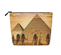 Beauty case con motivo girasole da donna, organizer da viaggio portatile, borsa da toilette con chiusura a zip, Antichi Egizi, Taglia unica