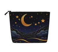 Beauty case con motivo girasole da donna, organizer da viaggio portatile, borsa da toilette con chiusura a zip, Ci sono stelle e luna su di esso, Taglia unica