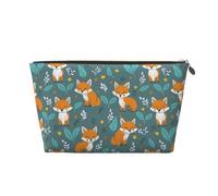 Beauty case con motivo volpe n. 9070, trousse da viaggio per articoli da toeletta da donna, borsa per trucchi in pelle, organizer per trucchi, graziosa custodia per il trucco, Oro, Taglia unica