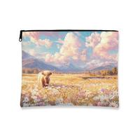 Beauty case con mucca delle Highlands, borsa da viaggio per cosmetici da donna, piccola borsa portatile in tela con cerniera, borsa da toeletta regalo per amanti della natura, accessori essenziali per