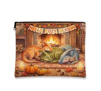 Beauty case con parasaurolophus autunnale, grazioso astuccio da viaggio per camino, per donne e ragazze, organizer portatile con cerniera, in tela, con cerniera, 17,8 x 22,9 cm