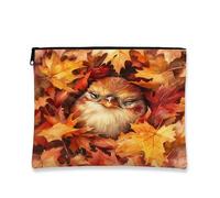 Beauty case con passero autunnale, divertente astuccio da viaggio per donne e ragazze, organizer portatile in tela con cerniera, divertente borsa da toilette 17,8 x 22,9 cm