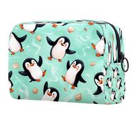 Beauty case con pinguini e conchiglie da donna, borsa da viaggio per articoli da toeletta grande, pratica borsa organizer con cerniera, Multi, 18.5x7.5x13cm/7.3x3x5.1in, Beauty case
