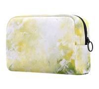 Beauty case con pittura astratta gialla, borsa per cosmetici da donna, grande, organizer per trucchi e articoli da toeletta, Multi, 18.5x7.5x13cm/7.3x3x5.1in, Art Deco