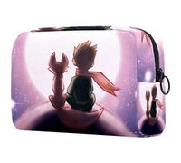 Beauty case con ragazzo e volpe seduto sul pianeta cielo stellato per donne, beauty case da viaggio grande borsa organizer con cerniera, Multi, 18.5x7.5x13cm/7.3x3x5.1in, Beauty case