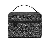 Beauty case con ragnatela bianca e ragnatela nera, graziosa borsa per cosmetici da donna, borsa da toilette, grande borsa organizer da viaggio per il trucco