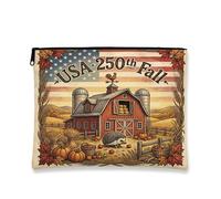 Beauty case con riccio per 250 anni, borsa da viaggio per donne e ragazze, borsa da viaggio per donne e ragazze, piccola borsa portatile in tela con cerniera, 17,8 x 22,9 cm