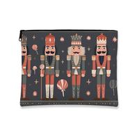 Beauty case con Schiaccianoci, borsa da viaggio per cosmetici da donna, piccola borsa portatile in tela con cerniera, borsa da toilette natalizia per la cura della pelle, Grigio Scuro, 7x9 Inch