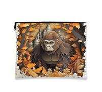 Beauty case con scimpanzé autunnale, borsa da viaggio per donne e ragazze, piccola borsa portatile in tela con cerniera, borsa da toilette Gorilla da 17,8 x 22,9 cm