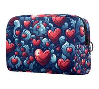 Beauty case con scritta "Battle of Heart", borsa per cosmetici da donna, grande, organizer per trucchi e articoli da toeletta, Multi 8, 18.5x7.5x13cm/7.3x3x5.1in, Art Deco