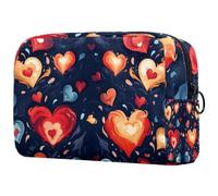 Beauty case con scritta "Battle of Heart", borsa per cosmetici da donna, grande, organizer per trucchi e articoli da toeletta, Multicolore 4, 18.5x7.5x13cm/7.3x3x5.1in, Art Deco