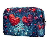 Beauty case con scritta "Battle of Heart", borsa per cosmetici da donna, grande, organizer per trucchi e articoli da toeletta, Multicolore 10, 18.5x7.5x13cm/7.3x3x5.1in, Art Deco