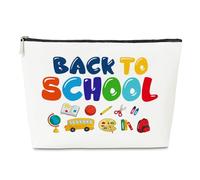 Beauty case con scritta "Welcome Back to School", regalo per insegnante, figlia, lei, laurea, compleanno, vacanze, primo giorno di scuola e apprezzamento degli insegnanti, borsa cosmetica per