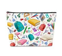 Beauty case con scritta "Welcome Back to School", regalo per insegnante, figlia, studente, educatore, primo giorno di scuola e apprezzamento degli insegnanti, borsa cosmetica, regalo per la settimana