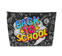 Beauty case con scritta "Welcome Back to School", regalo per la settimana dell'insegnante, laurea, compleanno, festa, primo giorno di scuola e apprezzamento degli insegnanti, regalo preppy per