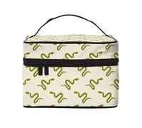 Beauty case con serpente verde, graziosa borsa per cosmetici da donna, borsa da toilette, grande borsa organizer da viaggio per il trucco