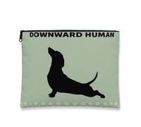 Beauty case con silhouette di cane, borsa da viaggio moderna e minimalista per gli amanti degli animali, organizer portatile in tela con cerniera, Verde, 7x9 Inch, Cane