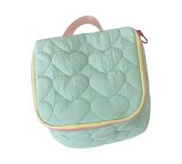Beauty case con stampa a cuore d'amore, per donna, alla moda, trucco spazioso con chiusura lampo, per l'uso quotidiano, verde
