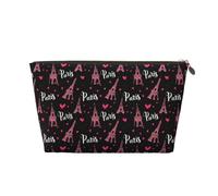 Beauty case con stampa a forma di cuore con Parigi Eiffel, trousse da viaggio per donne, grazioso astuccio organizer per trucchi in pelle